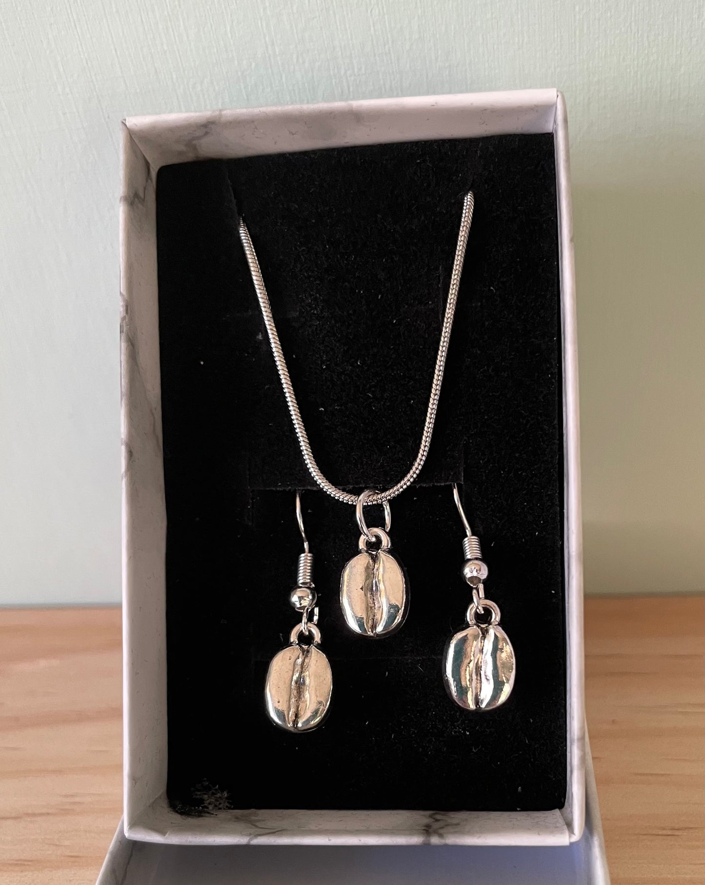 Handmade Coffee Beans Earrings & Necklace set