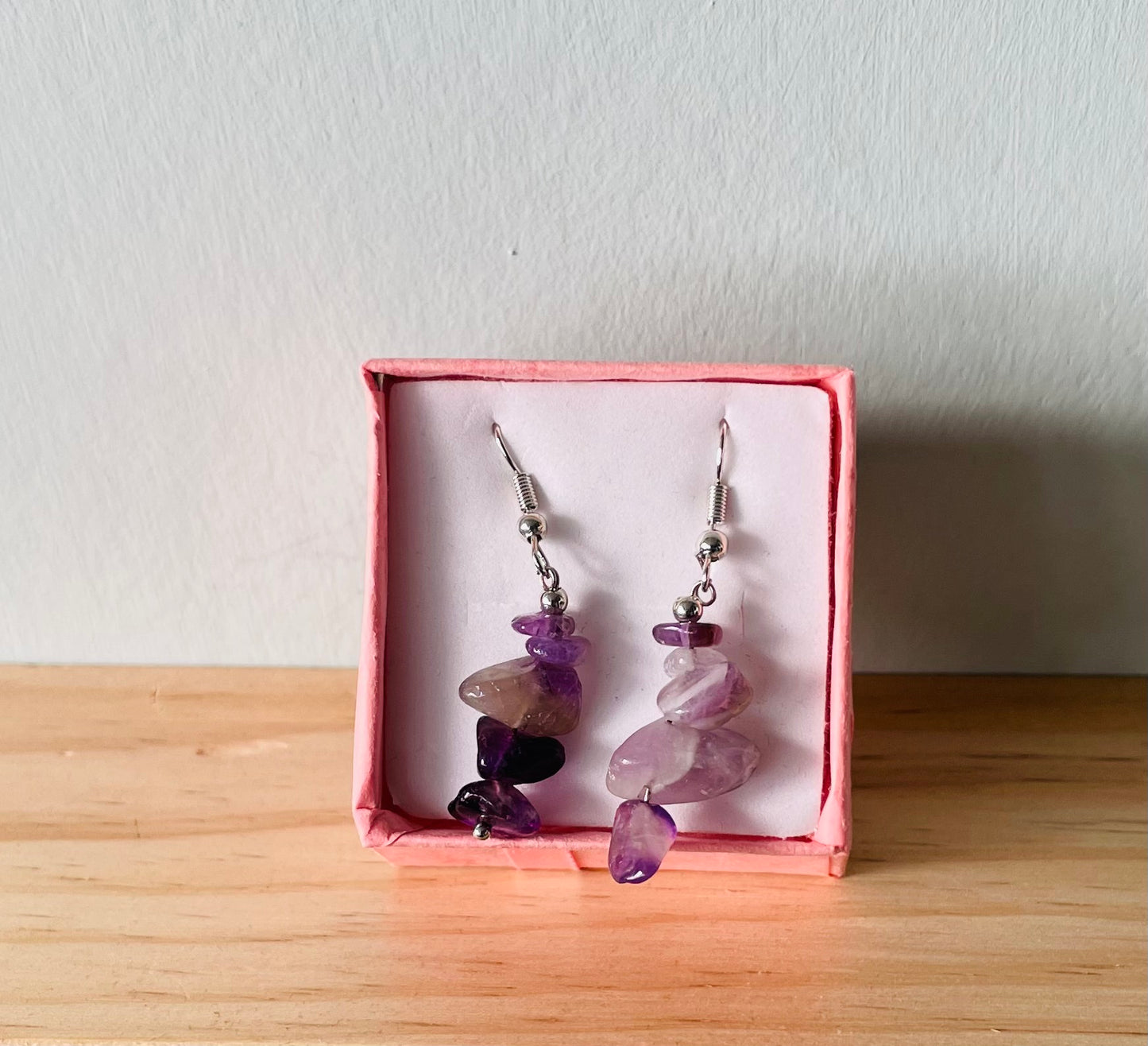 Handmade Lilac Stone Earrings -Gift boxed