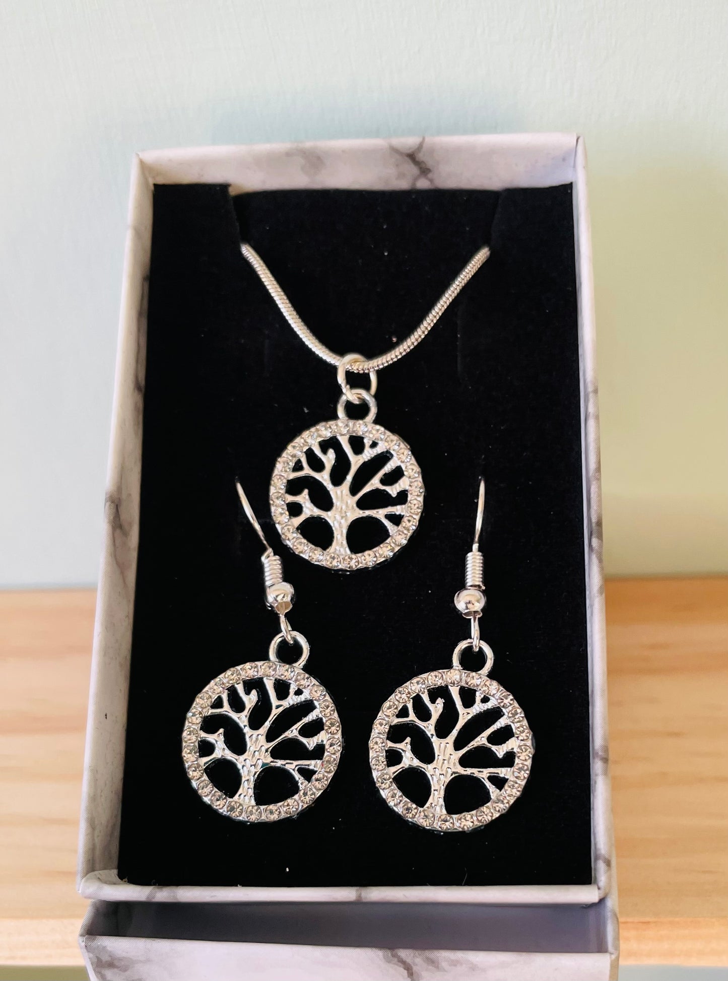 Handmade Sparkly Tree of Life Earrings  & Necklace set