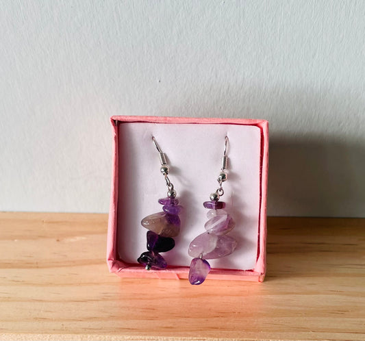 Handmade Lilac Stone  Earrings -Gift boxed