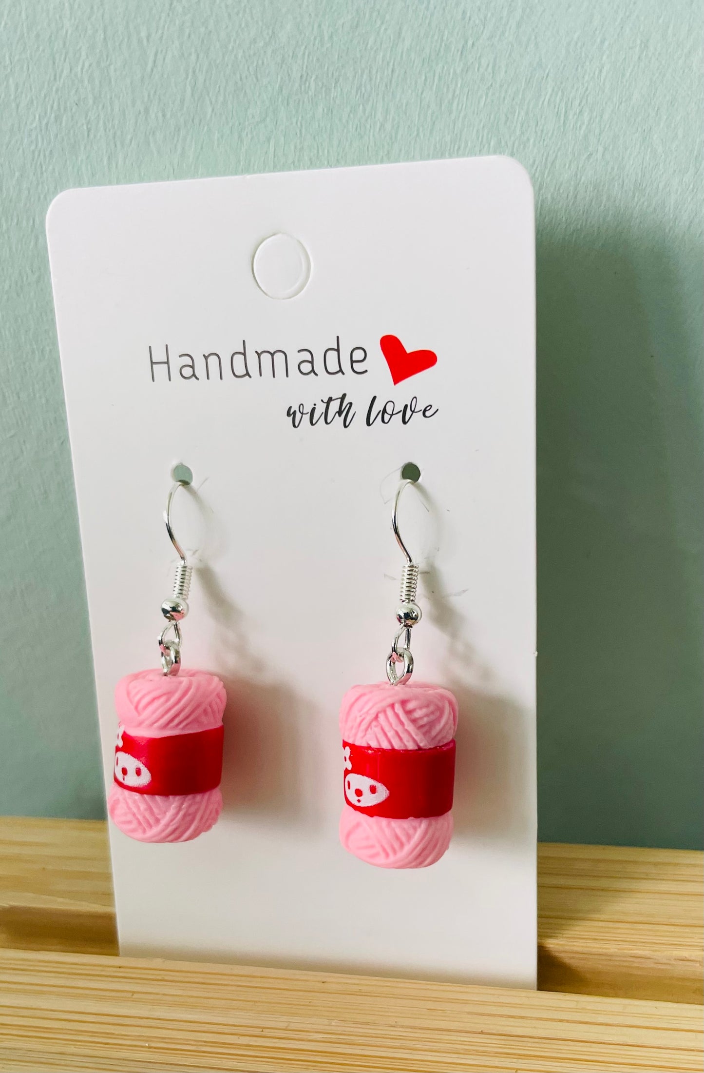 Handmade Pink Knitting Wool Earrings