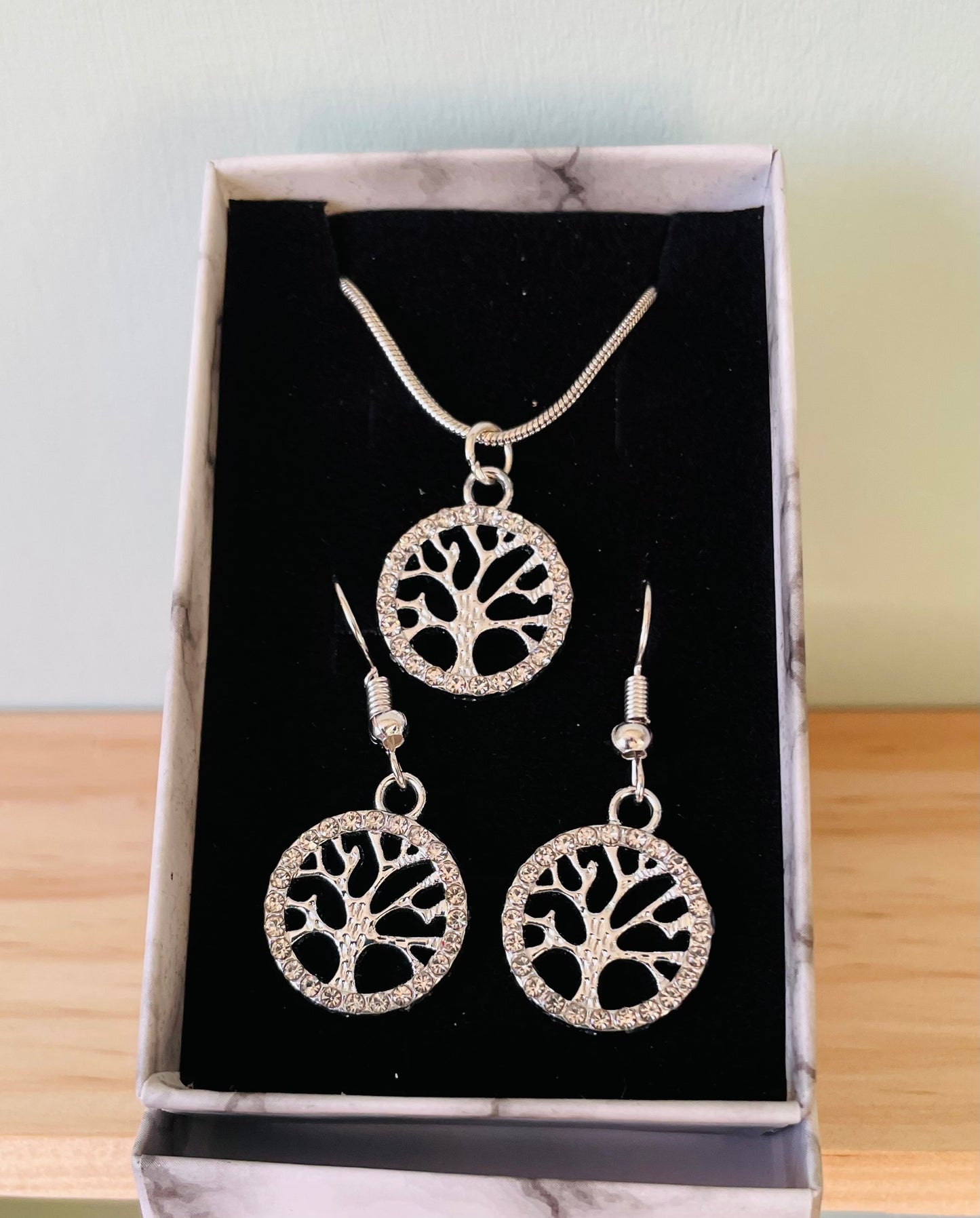 Handmade Sparkly Tree of Life Earrings  & Necklace set