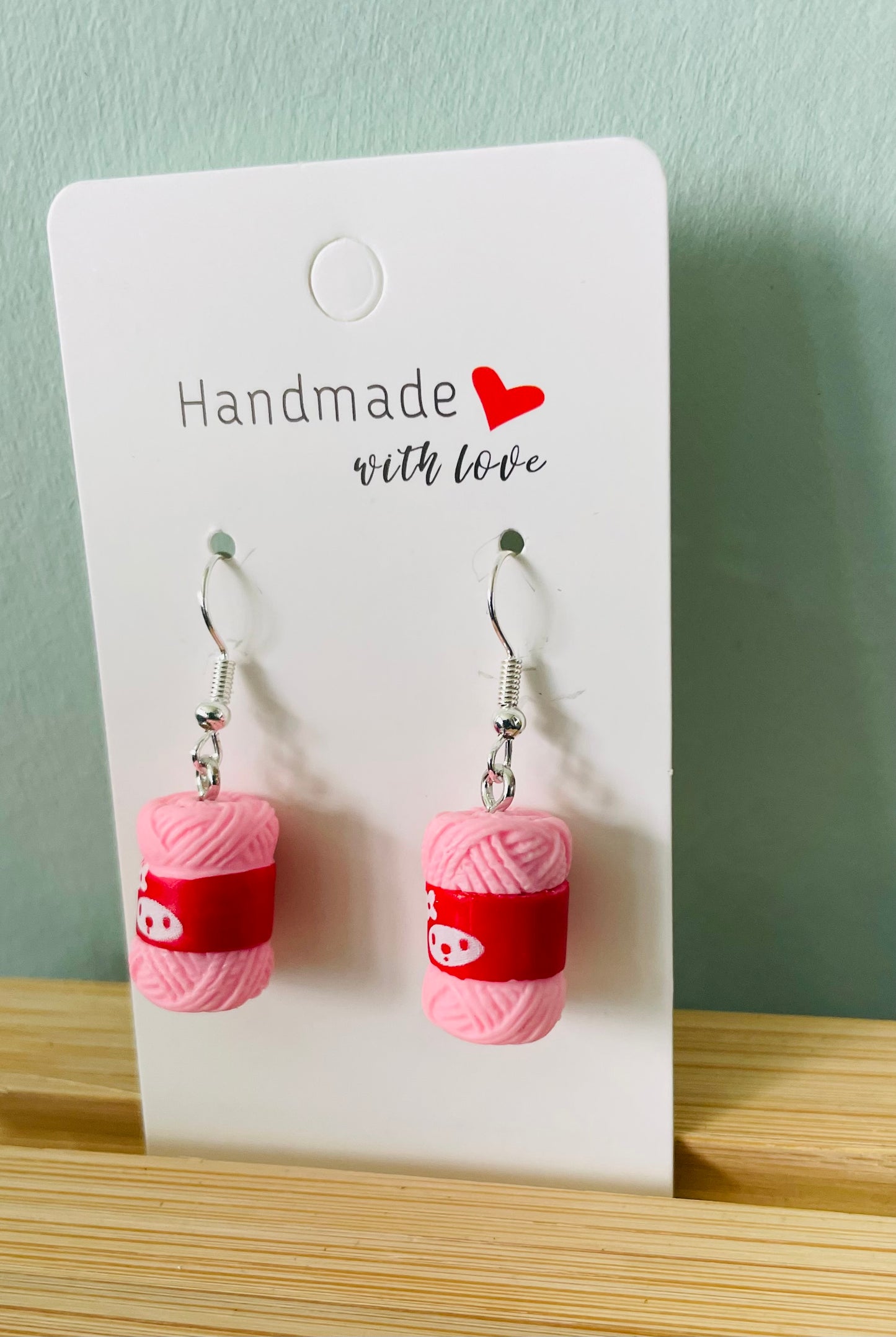 Handmade Pink Knitting Wool Earrings