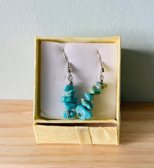 Handmade Turquoise Stone  Earrings -Gift boxed